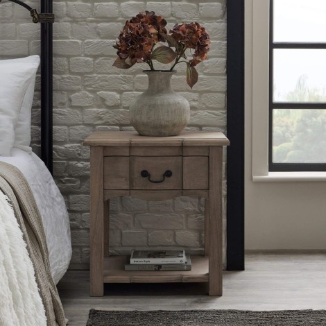Copgrove Collection - French Style - 1 Drawer Side Table or Bedside Table - Bleached Finish