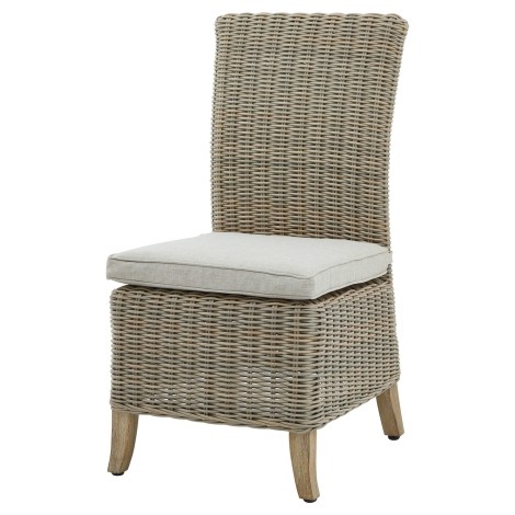 Capri Collection - Outdoor Furniture - Beige Rattan - Dining Chair - Shower Resistant Cushion