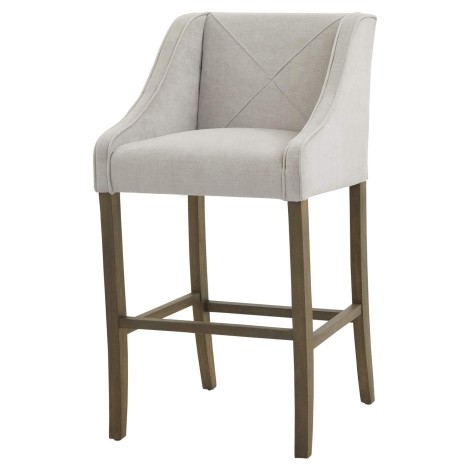 Epsom - Grey Fabric - Upholstered - High Bar Stool - Rubberwood Frame