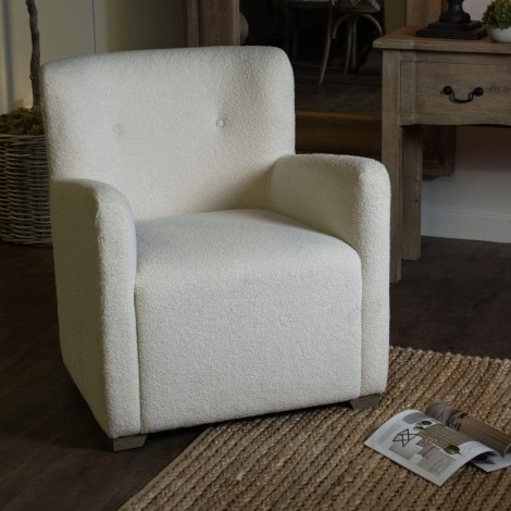 Lingfield - Upholstered - Cream Boucle - Armchair - Wooden Feet