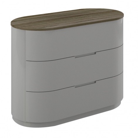 Azzurri 3 Drawer Dresser in Cashmere and Oak High Gloss Wood 