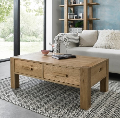 Turin Light Oak Coffee Table With Drawers