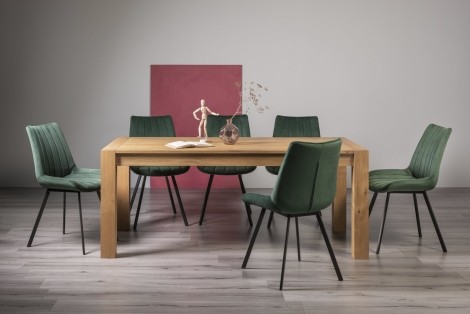 Turin Light Oak 6-10 Seater Table & 8 Fontana Green Velvet Chairs