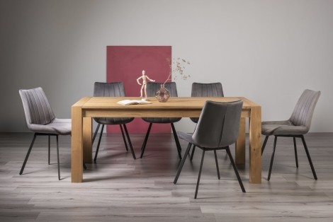 Turin Light Oak 6-10 Seater Table & 8 Fontana Grey Velvet Chairs