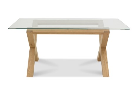 Turin Light Oak Glass Top Dining Table