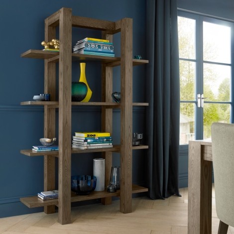 Turin - Dark Oak - Open Shelf Unit - Oiled Finish 