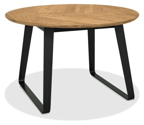 Emerson Rustic Oak & Peppercorn 4 Seater Circular Dining Table