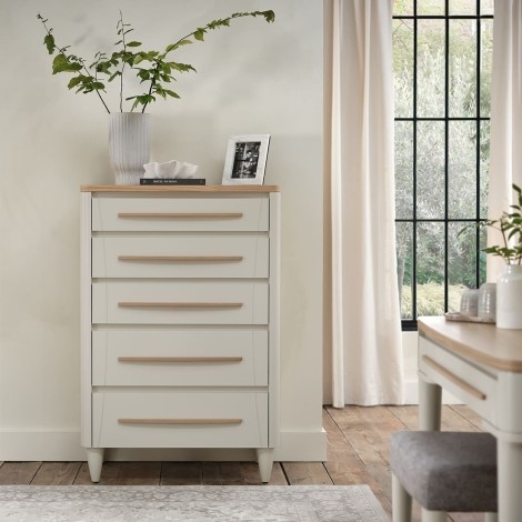 Larsen Soft Grey & Oak 5 Drawer Chest