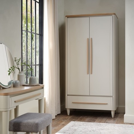 Larsen Soft Grey & Oak Wardrobe 2 Door 1 Drawer