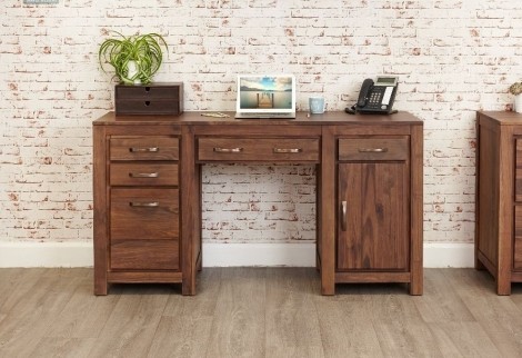 Mayan -  Walnut -  Twin Pedestal Computer Desk - CWC06B