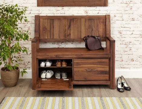 Mayan -  Walnut -  Monks Bench & Shoe Storage - CWC20B