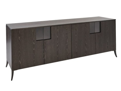 Fitzroy - Charcoal Stained Oak Veneer 4 Door Buffet Sideboard  