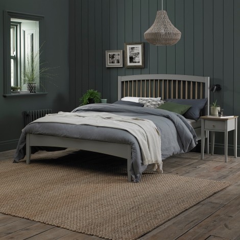 Whitby - Scandi Oak & Warm Grey - 5' King Size Bedstead - 150cm - Low Foot End - Scandinavian Style