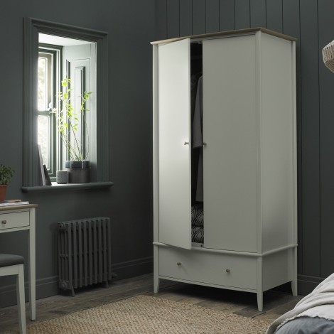 Whitby Scandi Oak & Soft Grey Double Wardrobe