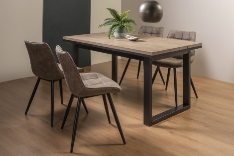 Tivoli Weathered Oak 4-6 Seater Table & 4 Seurat Tan Faux Suede Fabric Chairs