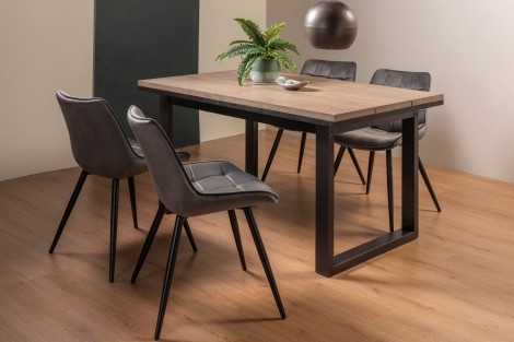 Tivoli Weathered Oak 4-6 Seater Table & 4 Seurat Grey Velvet Chairs