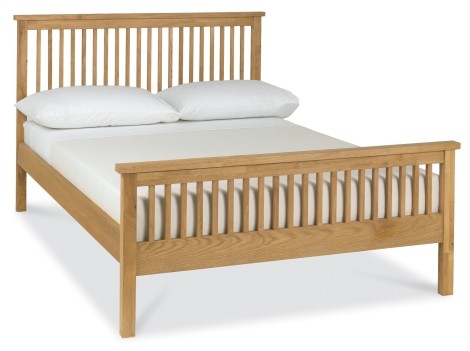 Atlanta Oak - 4'6" Double Bedstead - 135cm - High Footend - Natural Finish 