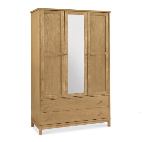 Atlanta Oak - Triple Wardrobe - 3 Doors 2 Drawers - Natural Finish 