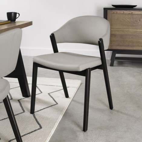 Camden Peppercorn Upholstered Chair - Grey Bonded Leather (Pair)