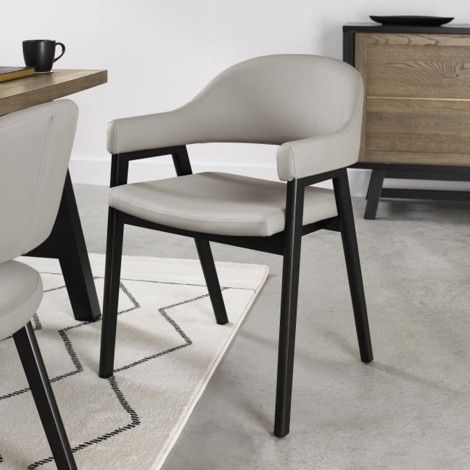 Camden Peppercorn Upholstered Arm Chair - Grey Bonded Leather (Pair)