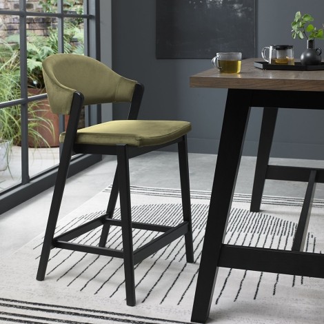 Camden Cedar Velvet Bar Stool (Green)