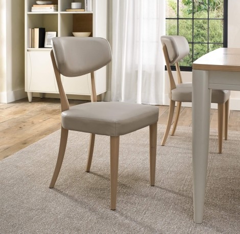 Larsen Oak & Ivory Leather Upholstered Dining Chair (Pair) - Bonded Leather