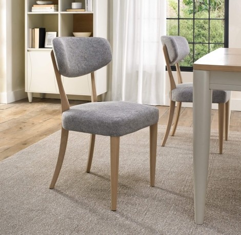 Larsen Grey Fabric & Oak Upholstered Dining Chair (Pair)