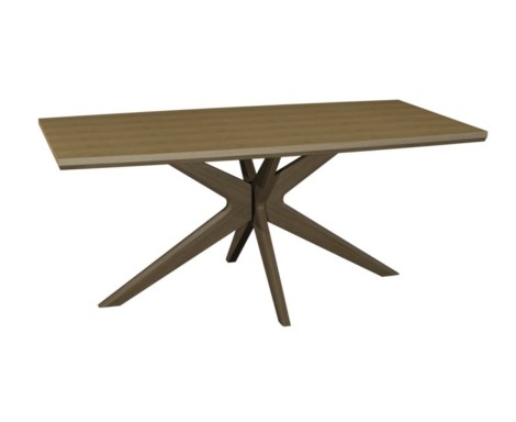 Kristen Oak & Light Weathered Oak - 6 Seater Fixed Top Dining Table - Cross Legs
