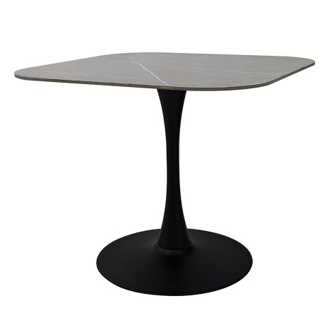 Carter Grey Sintered Stone Square Bistro Table with Black Base