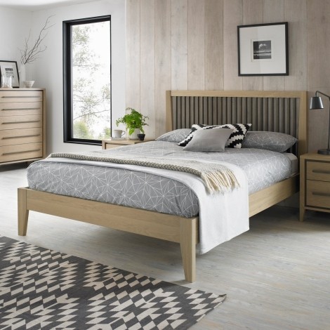 Rimini Aged Oak & Weathered Oak Slatted Bedstead (Double 135cm)