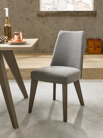 Cadell - Aged Oak - Upholstered Dining Chair - Smoke Grey -Tapered Legs