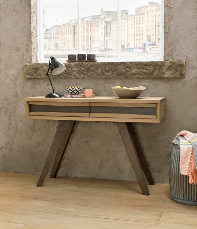 Cadell Aged Oak Console Table With Drawers