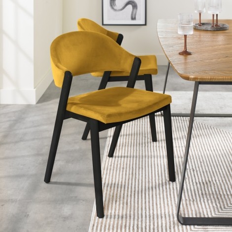 Camden Peppercorn Upholstered Chair - Mustard Velvet Fabric (Pair)