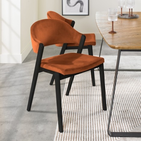 Camden Peppercorn Upholstered Chair - Rust Velvet Fabric (Pair)