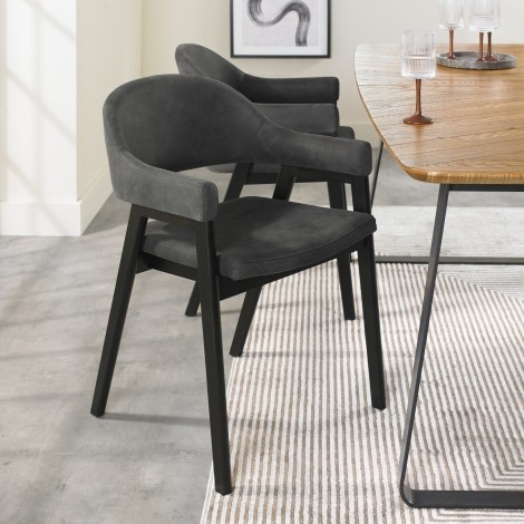 Camden Peppercorn Upholstered Arm Chair - Dark Grey Fabric (Pair)