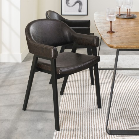 Camden Peppercorn Upholstered Arm Chair in Old West Vintage (Pair)
