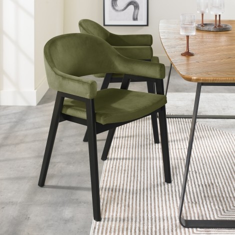 Camden Peppercorn Upholstered Arm Chair - Cedar Velvet Fabric (Pair)