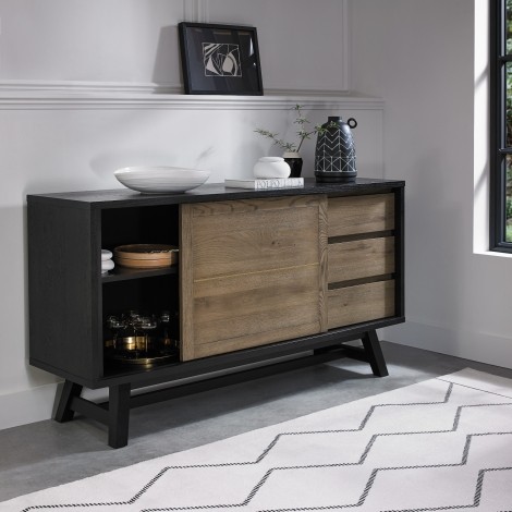 Camden Weathered Oak & Peppercorn Wide Sideboard