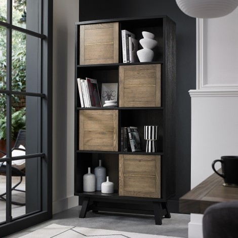 Camden Weathered Oak & Peppercorn Display Cabinet