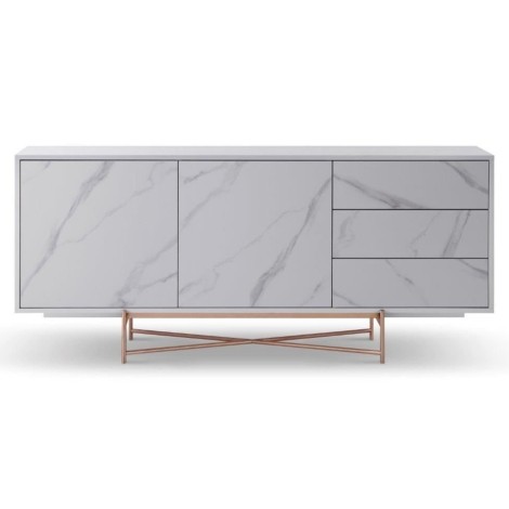 Adriana - Large Buffet Sideboard - White With Bronze Frame & White Ceramic Marble