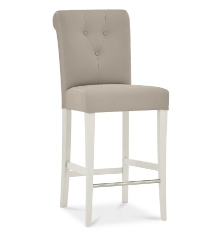 Montreux Soft Grey - Roll Back Upholstered Bar Stool - Grey Bonded Leather (Pair)