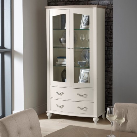 Montreux - Grey Washed Oak & Soft Grey - Display Cabinet - Turned Legs