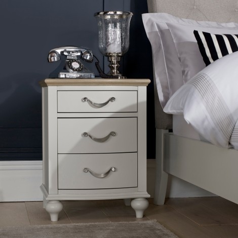 Montreux Grey Washed Oak & Soft Grey 3 Drawer Nightstand