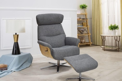 GFA, Boden, Lead Fabric, Swivel Recliner and Stool