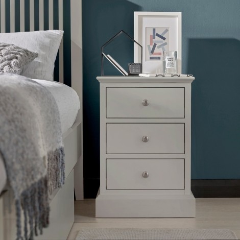 Ashby - Soft Grey - 3 Drawer Nightstand / Bedside Cabinet / Lamp Table - Painted Finish