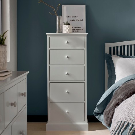 Ashby - Soft Grey - 5 Drawer Tall Chest - Painted Finish