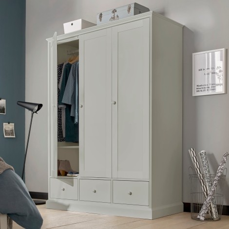 Ashby - Soft Grey - Triple Wardrobe - 3 Door 3 Drawer - Painted Finish