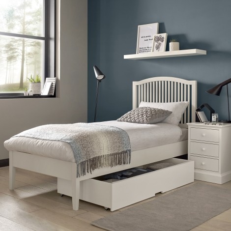 Ashby - White - 90cm 3' Single Slatted Bedstead - Painted Finish