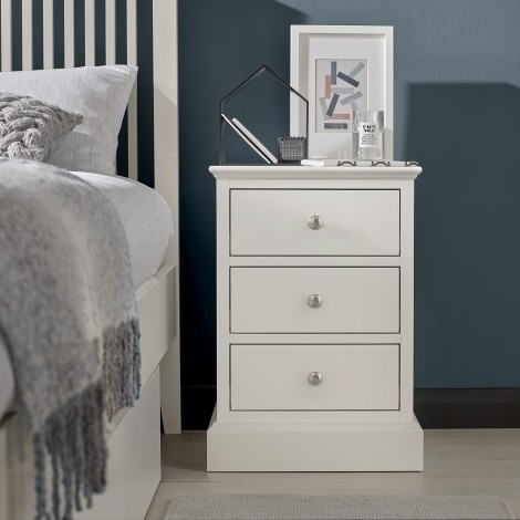 Ashby - White - 3 Drawer Nightstand / Bedside Cabinet / Lamp Table - Painted Finish