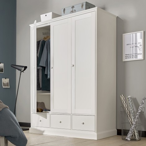 Ashby - White - Triple Wardrobe - 3 Door 3 Drawer - Painted Finish 